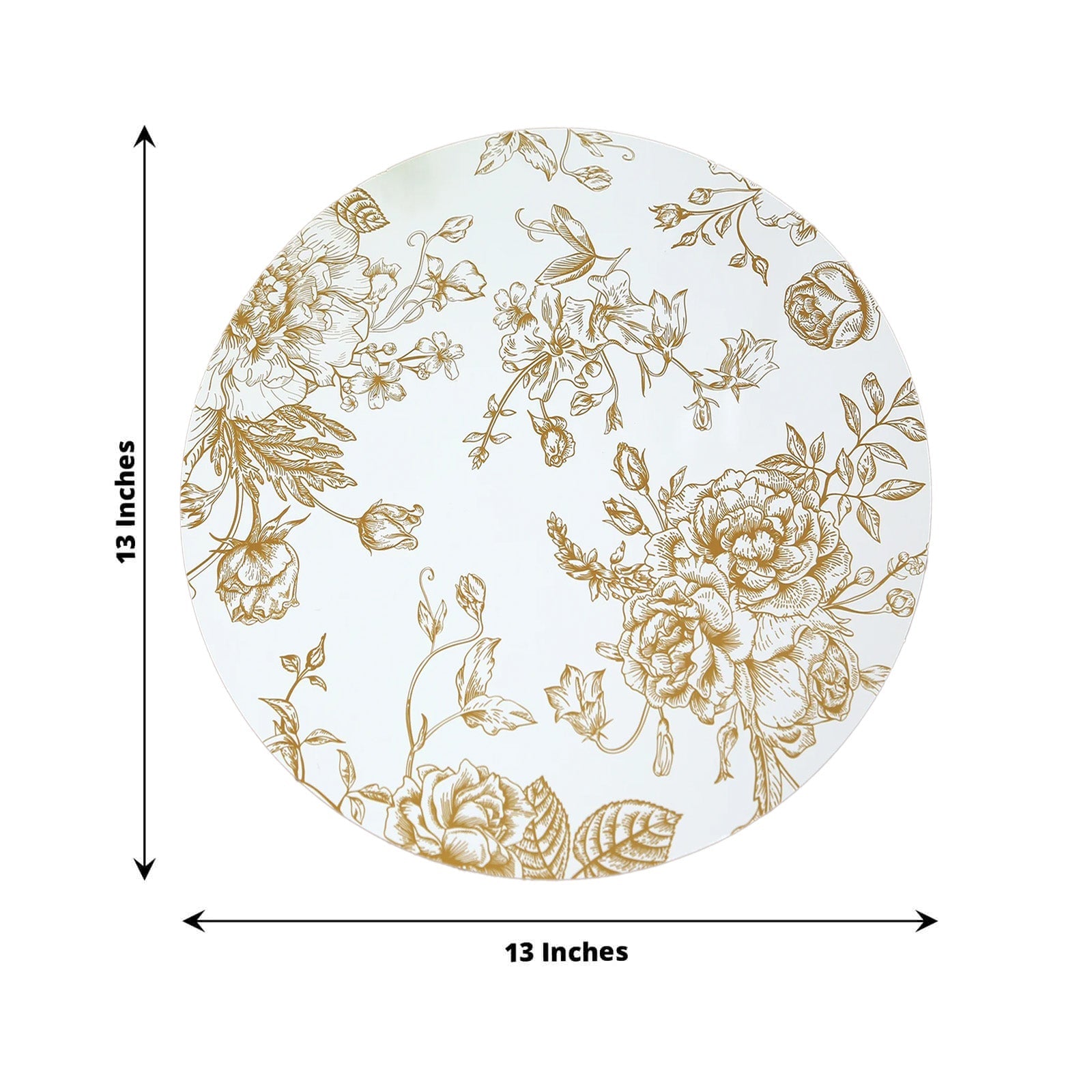 6-Piece Disposable White/Gold French Toile Print Cardboard Placemats, 13-Inch