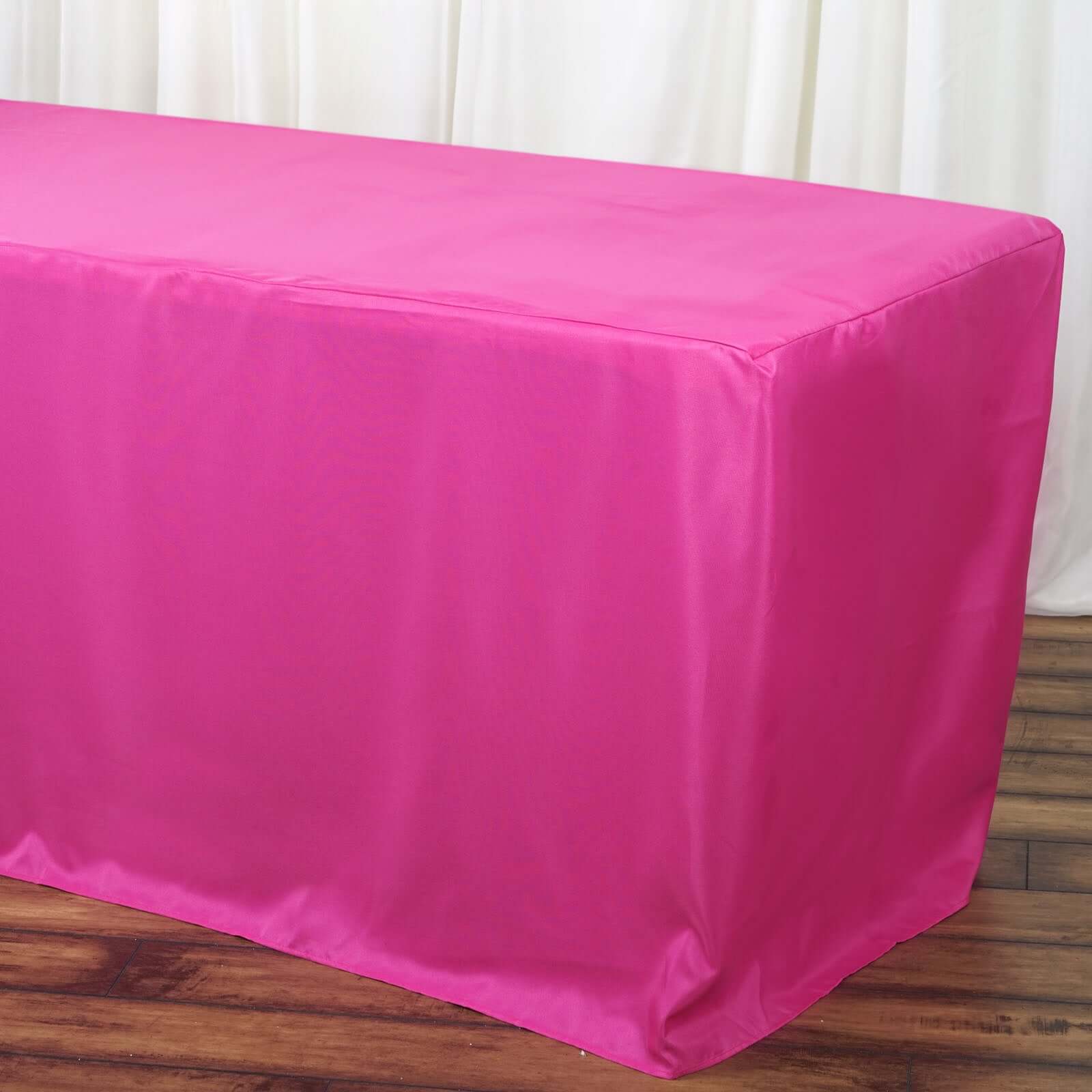 Durable Fuchsia Polyester Fitted Rectangle Tablecloth for 6FT Tables - Ideal for Events