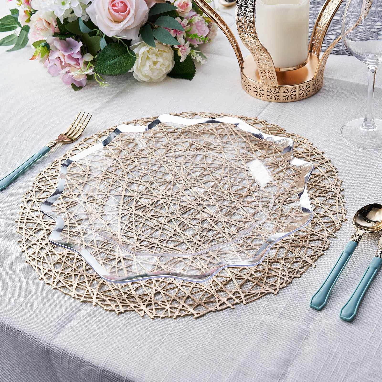 Hot Deal! 6-Pack Champagne Vinyl Round Dining Placemats - Durable & Non-Slip