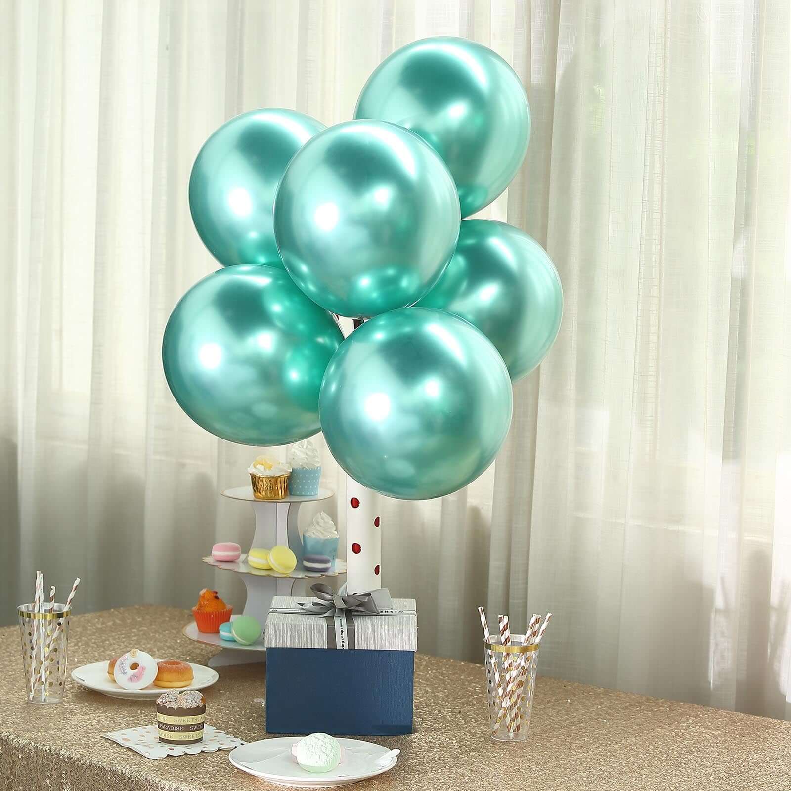 Hot Deal! 25-Pack 12-Inch Metallic Chrome Green Latex Party Balloons (Helium or Air Fillable)