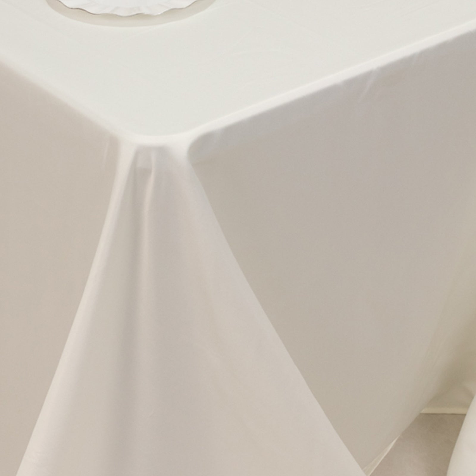 Ivory Lamour Satin Rectangle Tablecloth 90x132 - Soft, Silk - like & Seamless