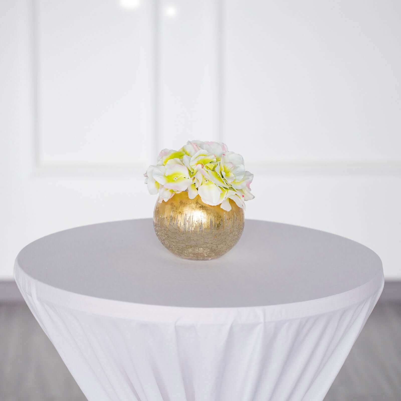 Stylish Gold Foiled Crackle Glass Flower Vase - Ideal Centerpiece for Events, 4.5