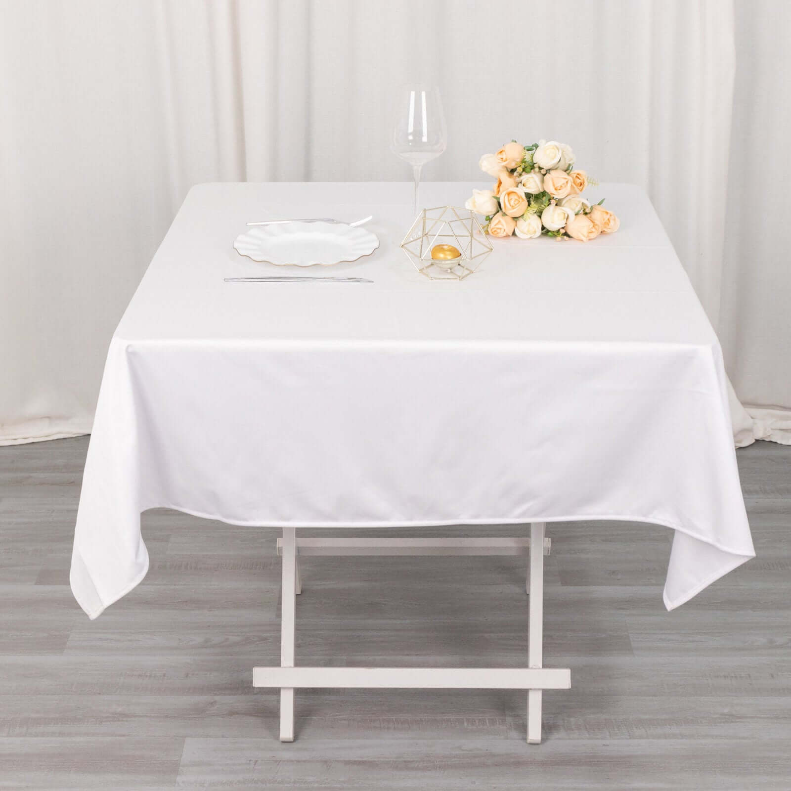 White Premium Scuba 54x54 Wrinkle & Stain-Free Tablecloth for Weddings and Events