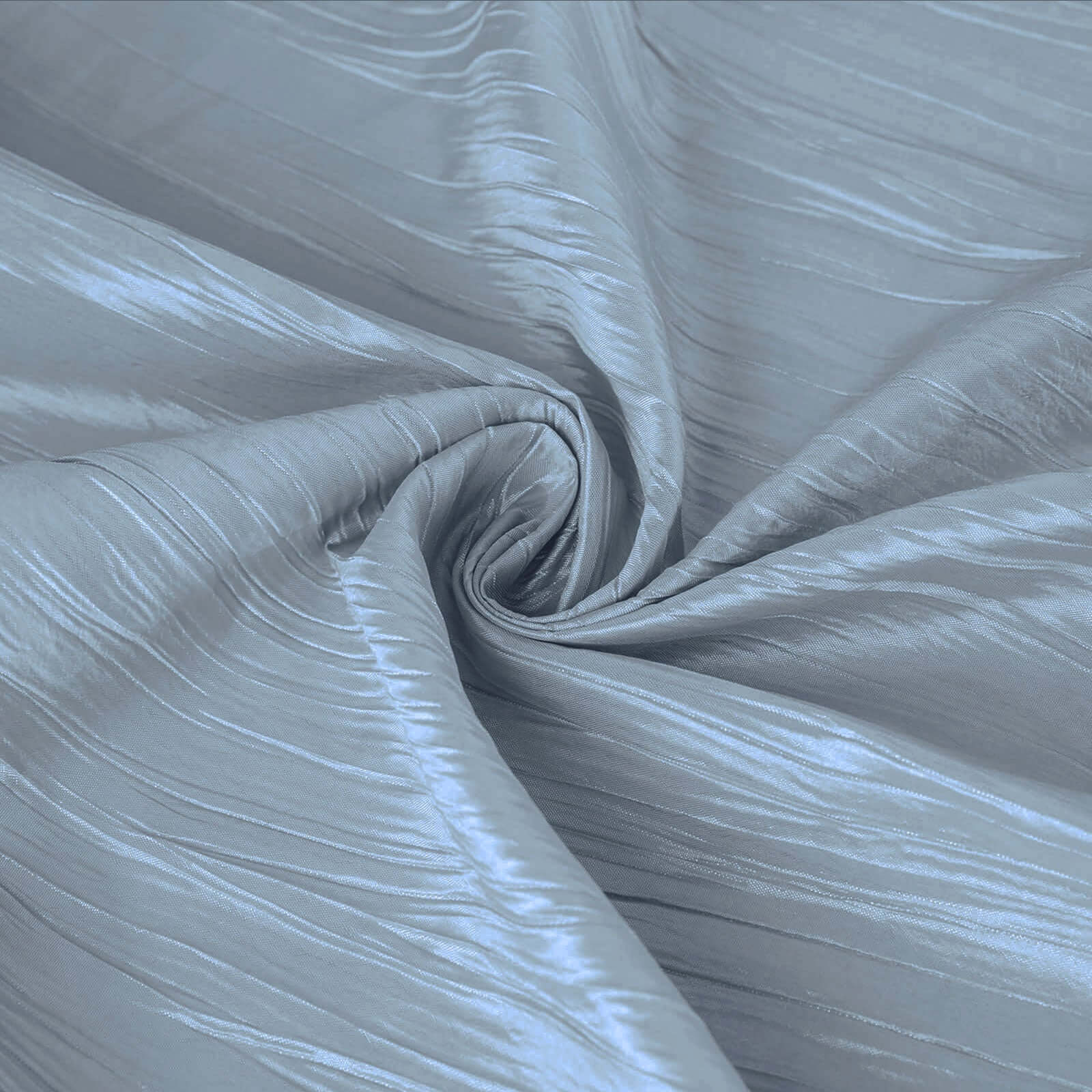Special Offer! Dusty Blue Accordion Crinkle Taffeta Square Table Overlay 72x72