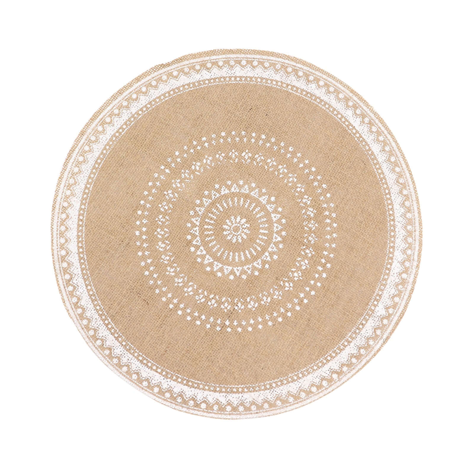 4-Pack Round Braided Placemats in Natural Jute and White - Ideal Rustic Table Mats 15 Inches