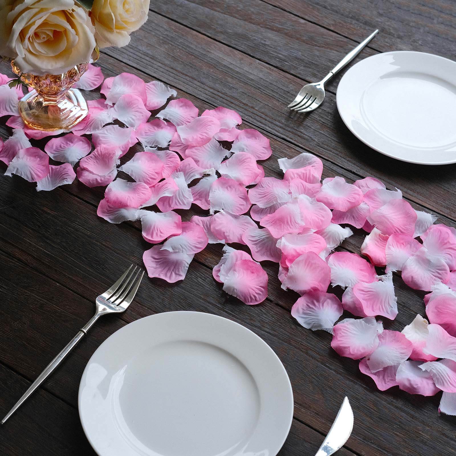Hot Sale! 500-Piece Set of White and Pink Silk Rose Petal Confetti for Table and Floor Decor