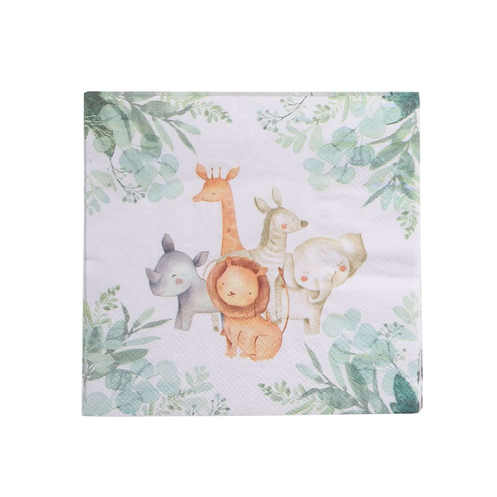 Hot Deal! 20-Pack 2 Ply Disposable Safari Animal Print Paper Beverage Napkins, 5x5 18GSM
