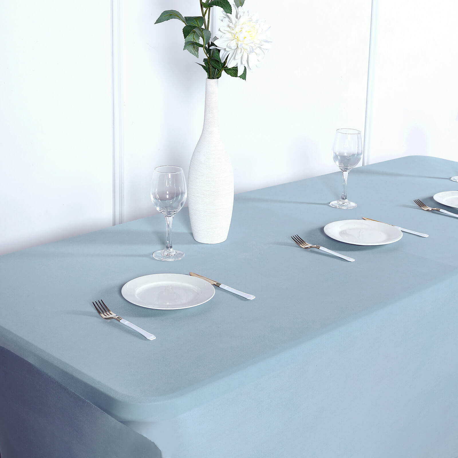 Durable 6ft Dusty Blue Stretch Spandex Rectangle Tablecloth for Events