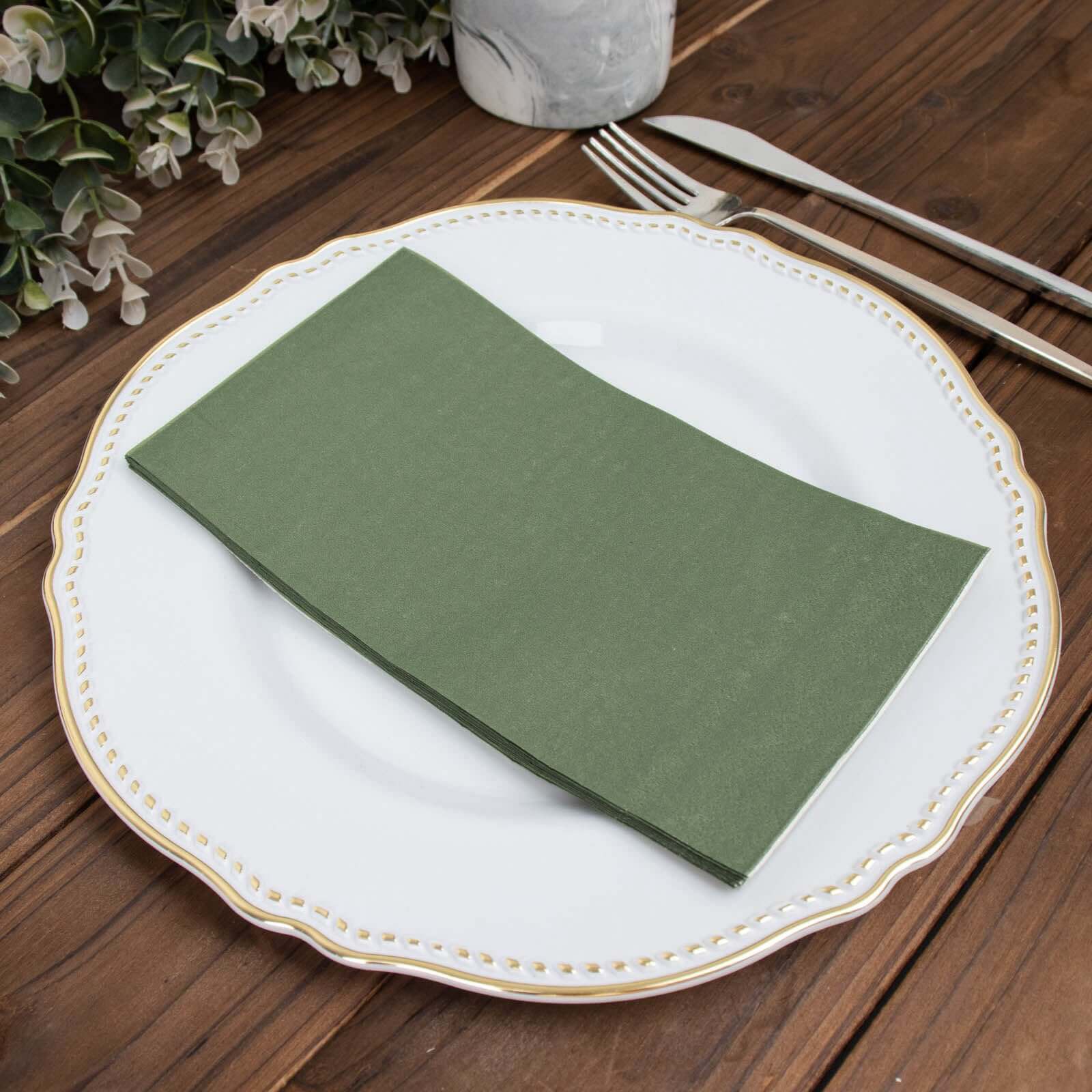 50-Piece Soft Dusty Sage Green Disposable 2-Ply Paper Napkins for Weddings