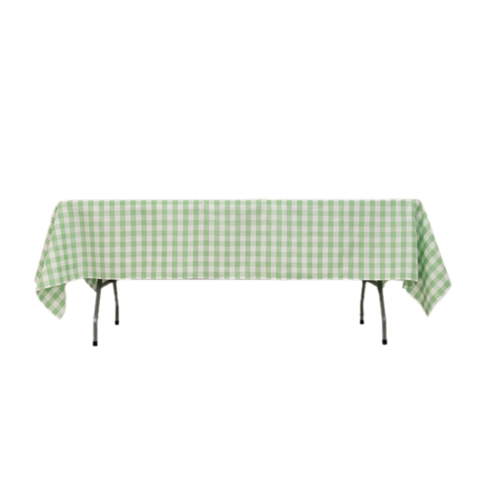 White/Sage Green Checkered Buffalo Plaid 60x102 Polyester Rectangle Tablecloth