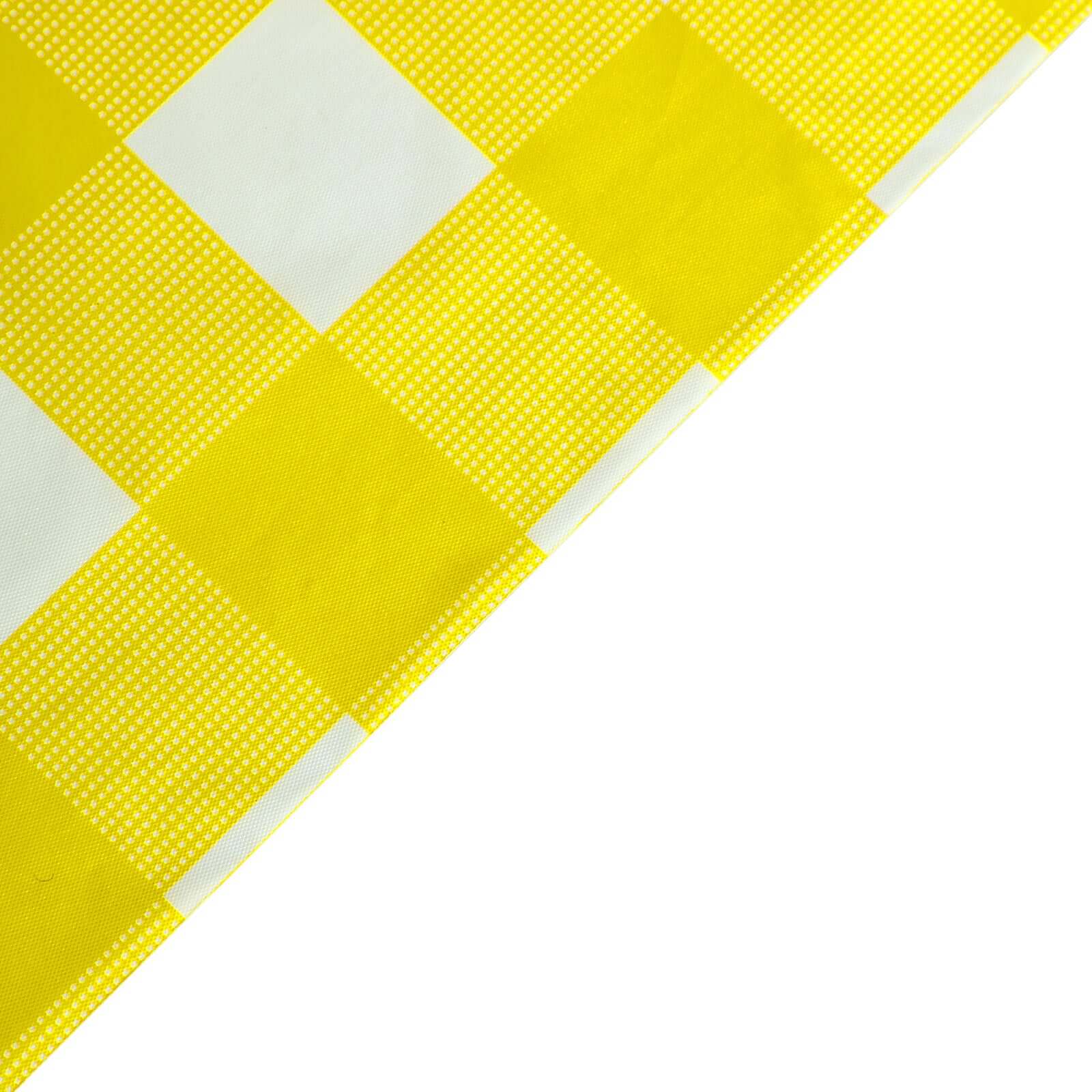 Lightweight PVC Disposable Checkered Plastic Table Cover - White/Yellow Rectangle, 54x108