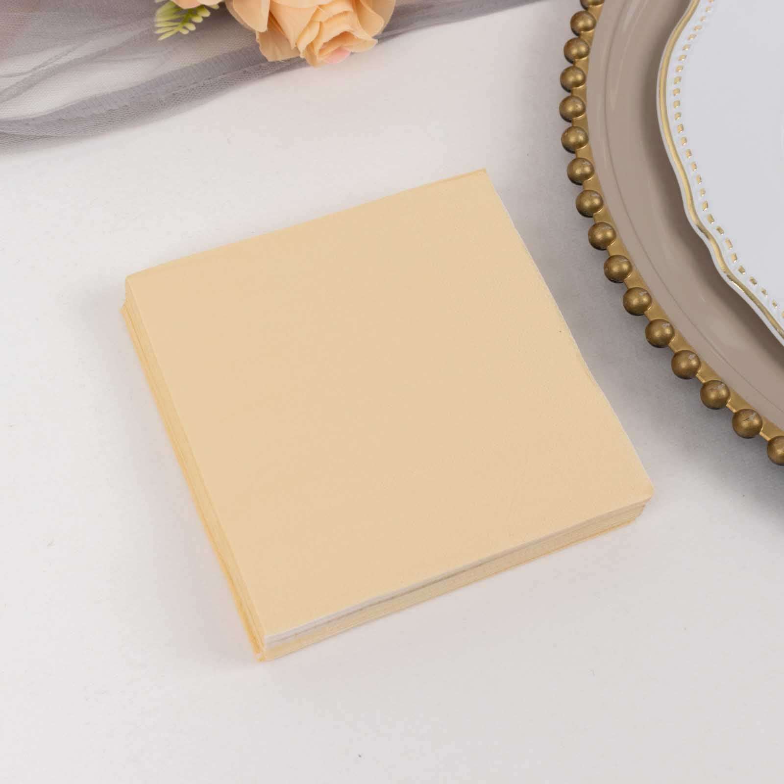 Great Deal! 50-Pack of 2-Ply Disposable Beige Paper Cocktail Napkins, 18GSM, 5x5