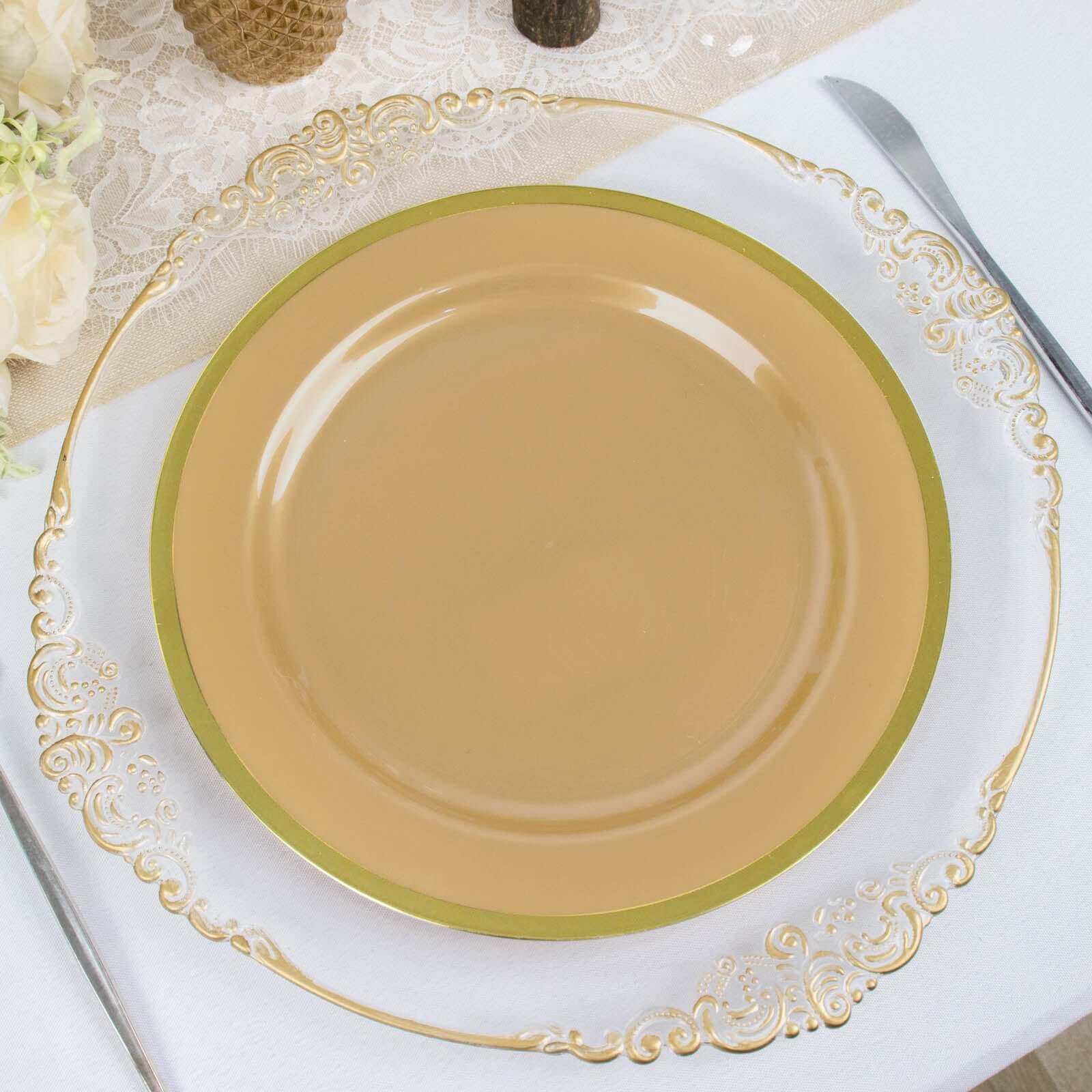 Hot Deal! 10-Pack Gold Plastic 10-Inch Disposable Dinner Plates for Special Events