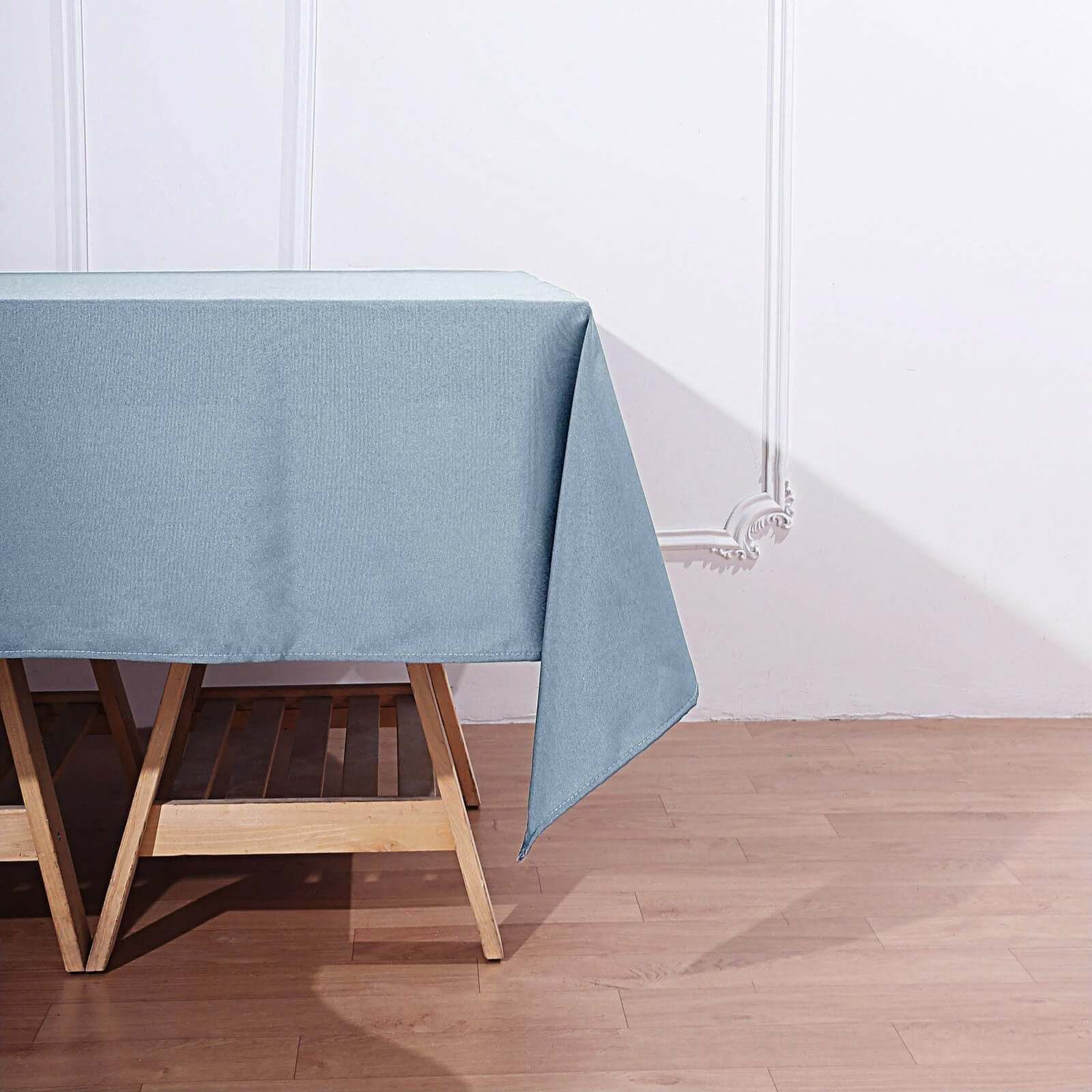 Wrinkle-Resistant & Durable 70x70 Dusty Blue Polyester Square Table Overlay