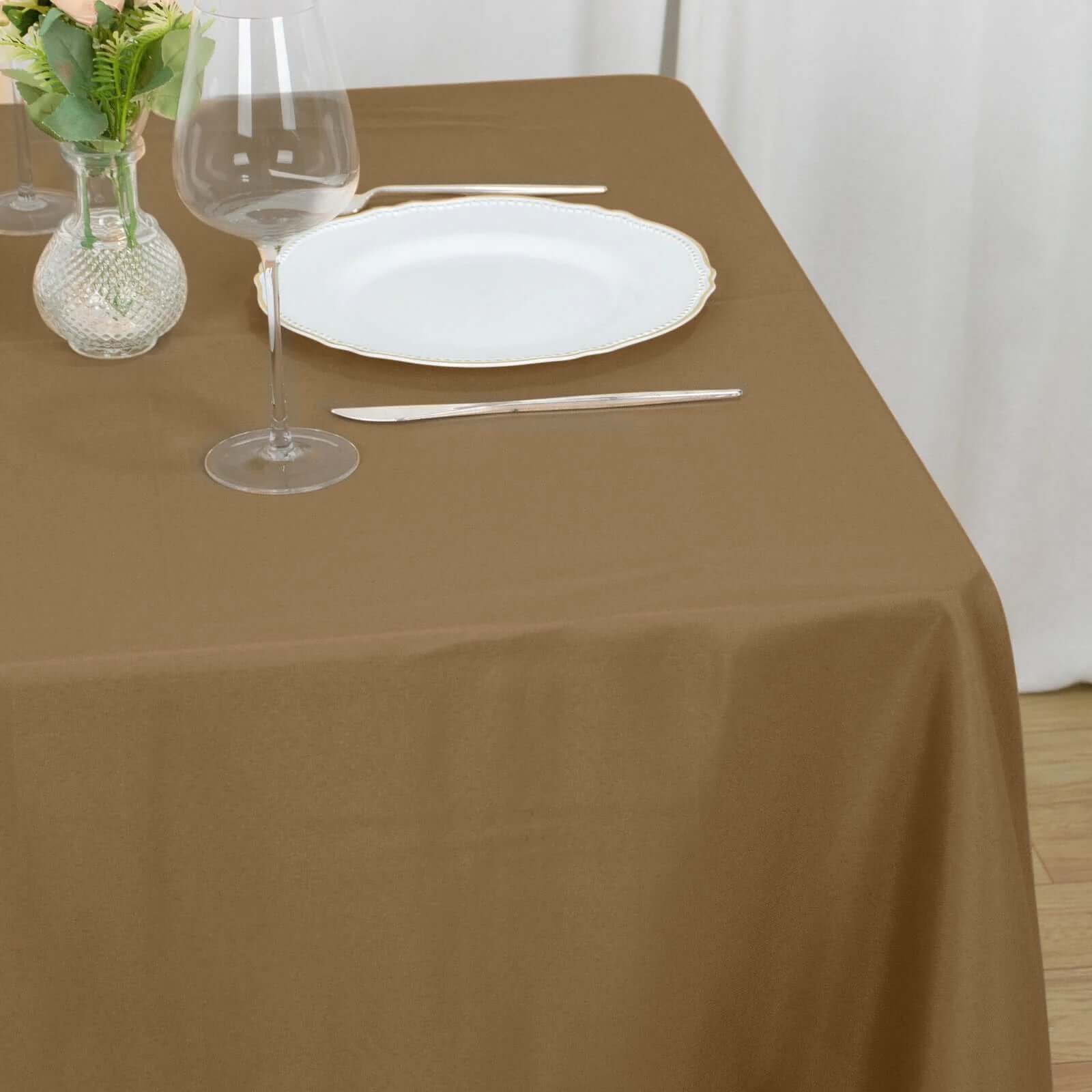 Wrinkle-Resistant & Durable 70x70 Polyester Square Tablecloth in Taupe - Ideal for Various Events