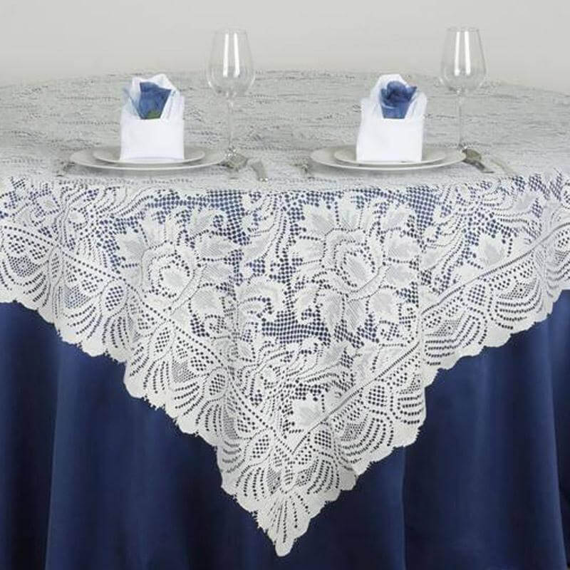 Ivory Lace 90x90 Square Table Overlay - Perfect Table Cover