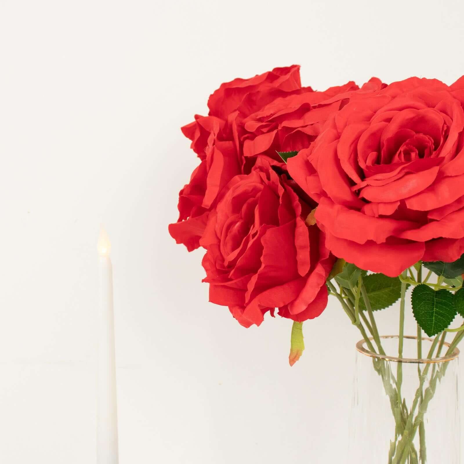 17-inch Red Premium Silk Jumbo Rose Flower Bouquet: 2 Bushes for Stunning Decor