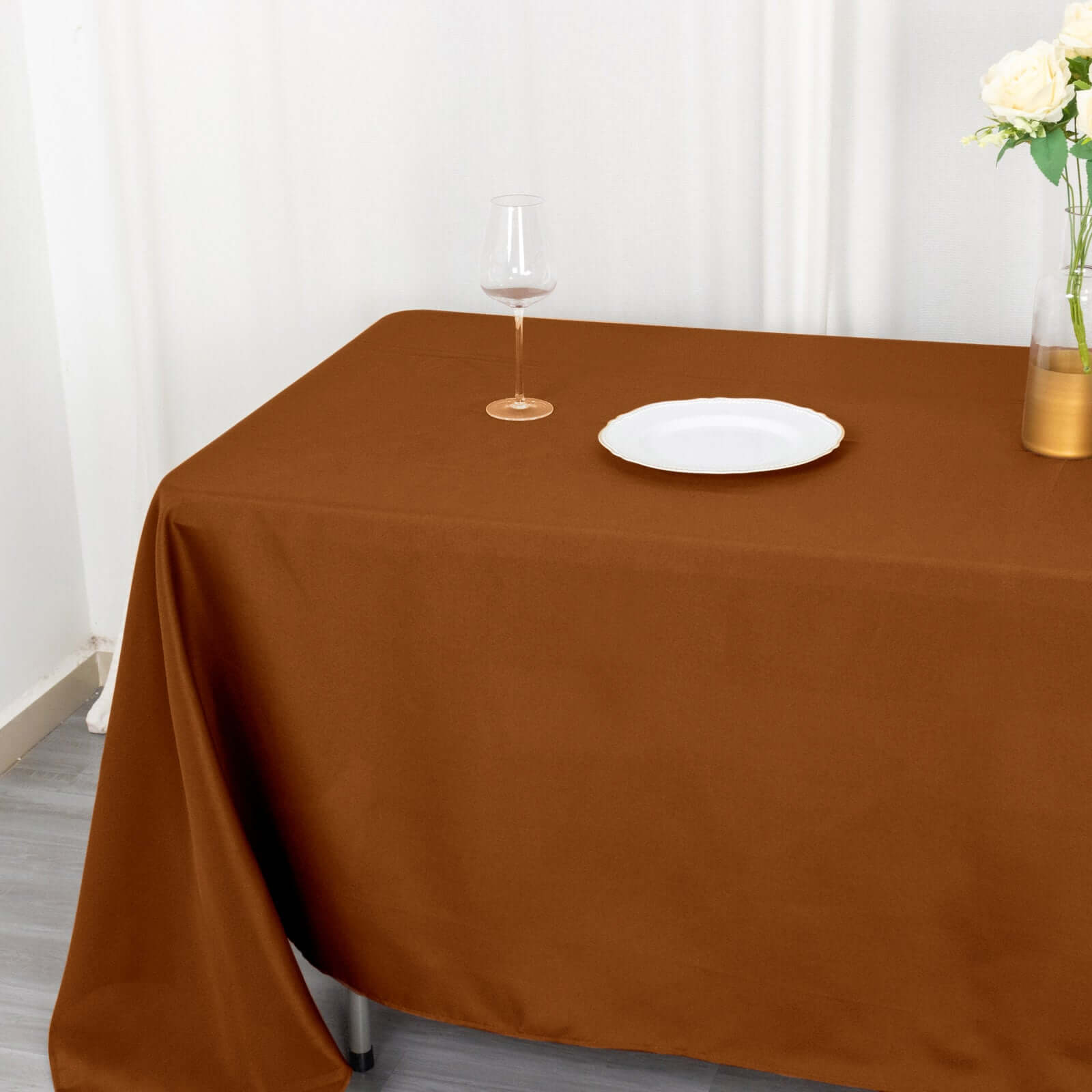 Stylish & Durable Cinnamon Brown Polyester 72x120 Rectangle Tablecloth