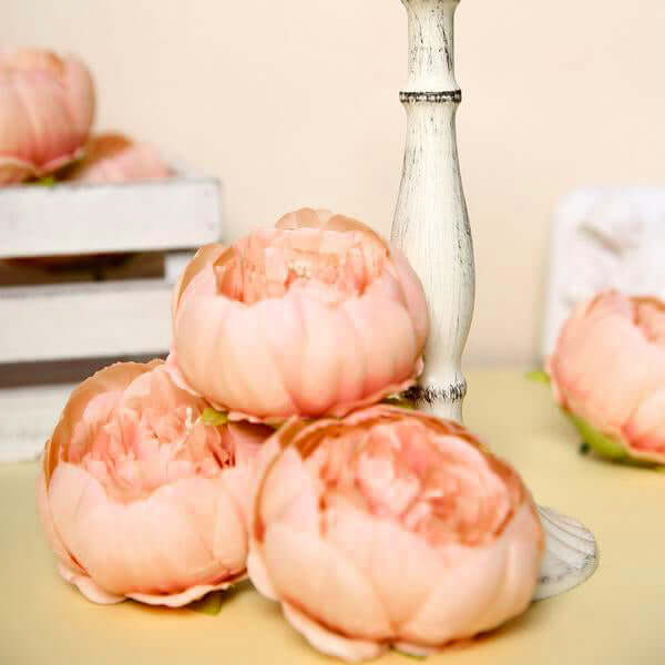 Hot Deal! 10-Pack Peach Artificial Peony Flower Heads for DIY Events & Floral Crafts
