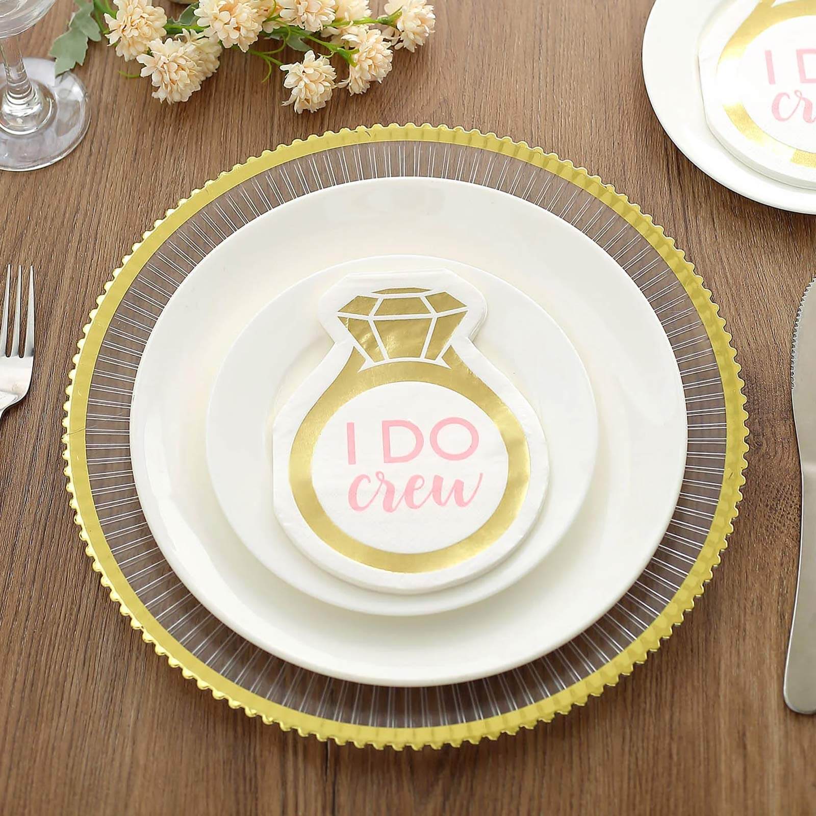 20-Pack Gold Ring Design Disposable Paper Cocktail Napkins - Ideal for Engagements & Parties