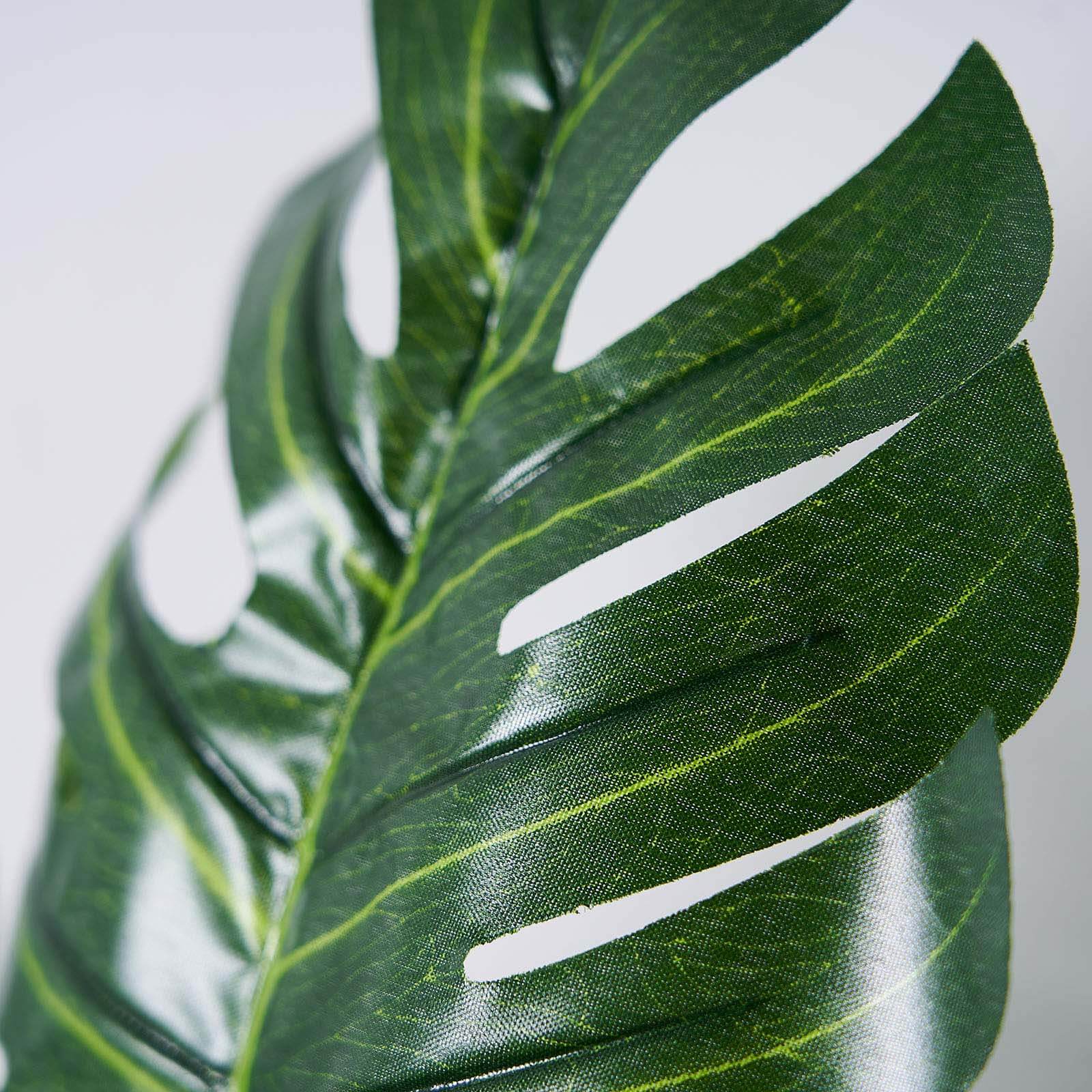 6-Piece Assorted Green High-Quality Silk Artificial Monstera Leaf Stems