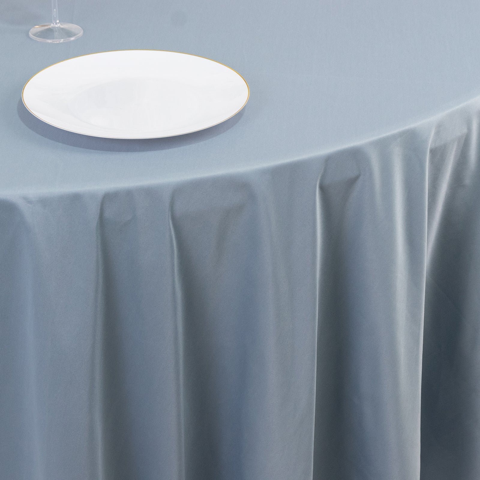 Hot Deal! Wrinkle-Free & Stain-Resistant Premium Scuba 108-Inch Round Dusty Blue Tablecloth