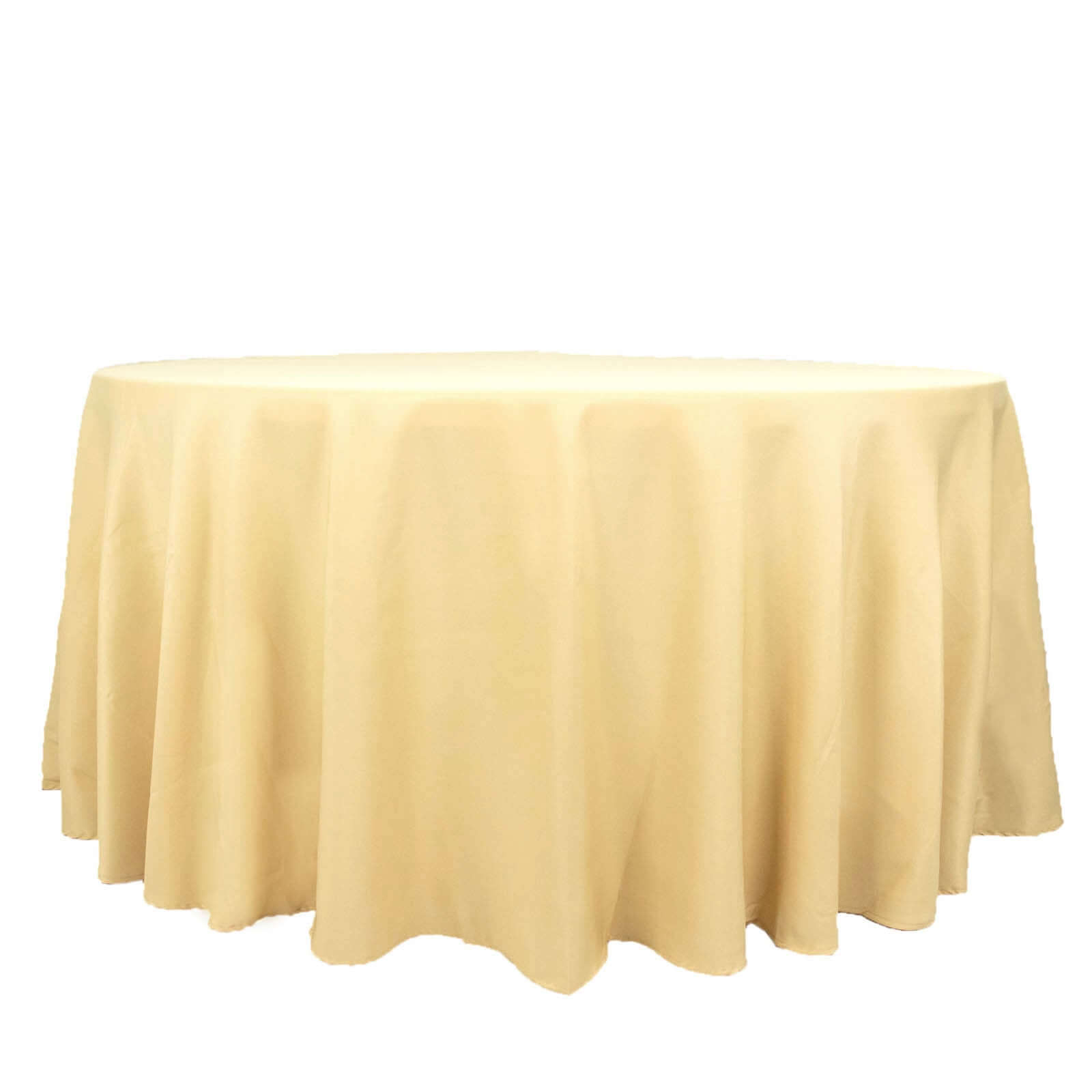 Hot! Seamless 220GSM Wrinkle-Resistant Champagne 120 Round Premium Polyester Tablecloth