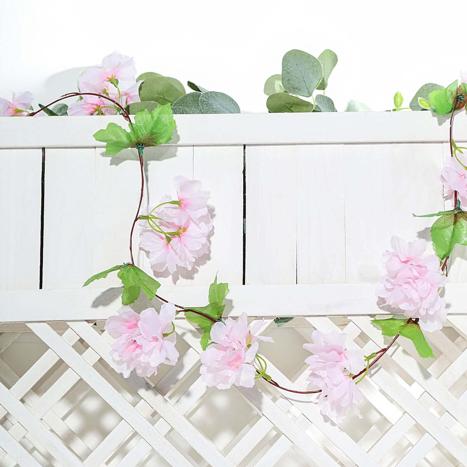2-Pack 7-Foot Blush Artificial Cherry Blossom Flower Garland for Weddings and Decor