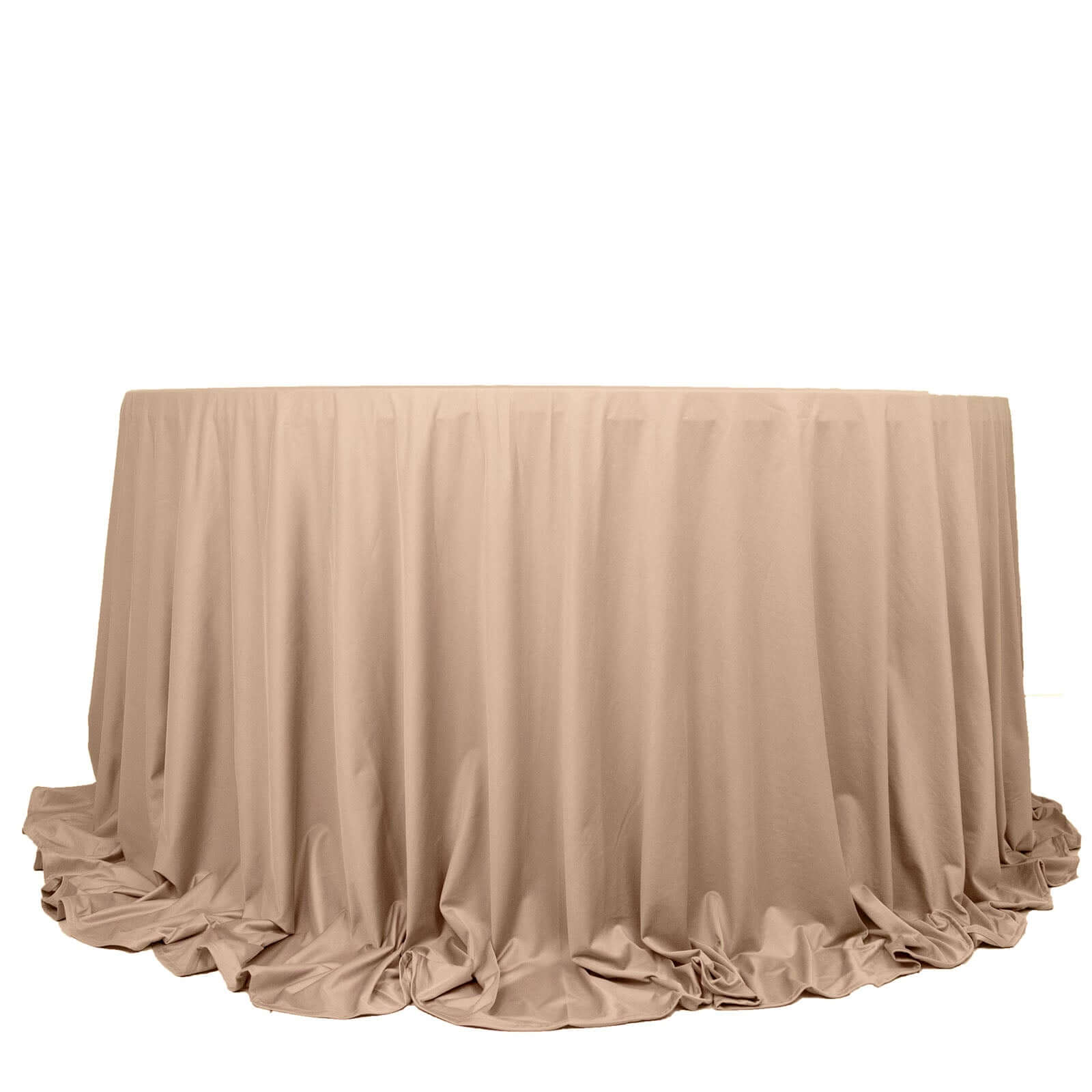 Nude Premium Scuba 132' Round Tablecloth - Wrinkle & Stain Resistant
