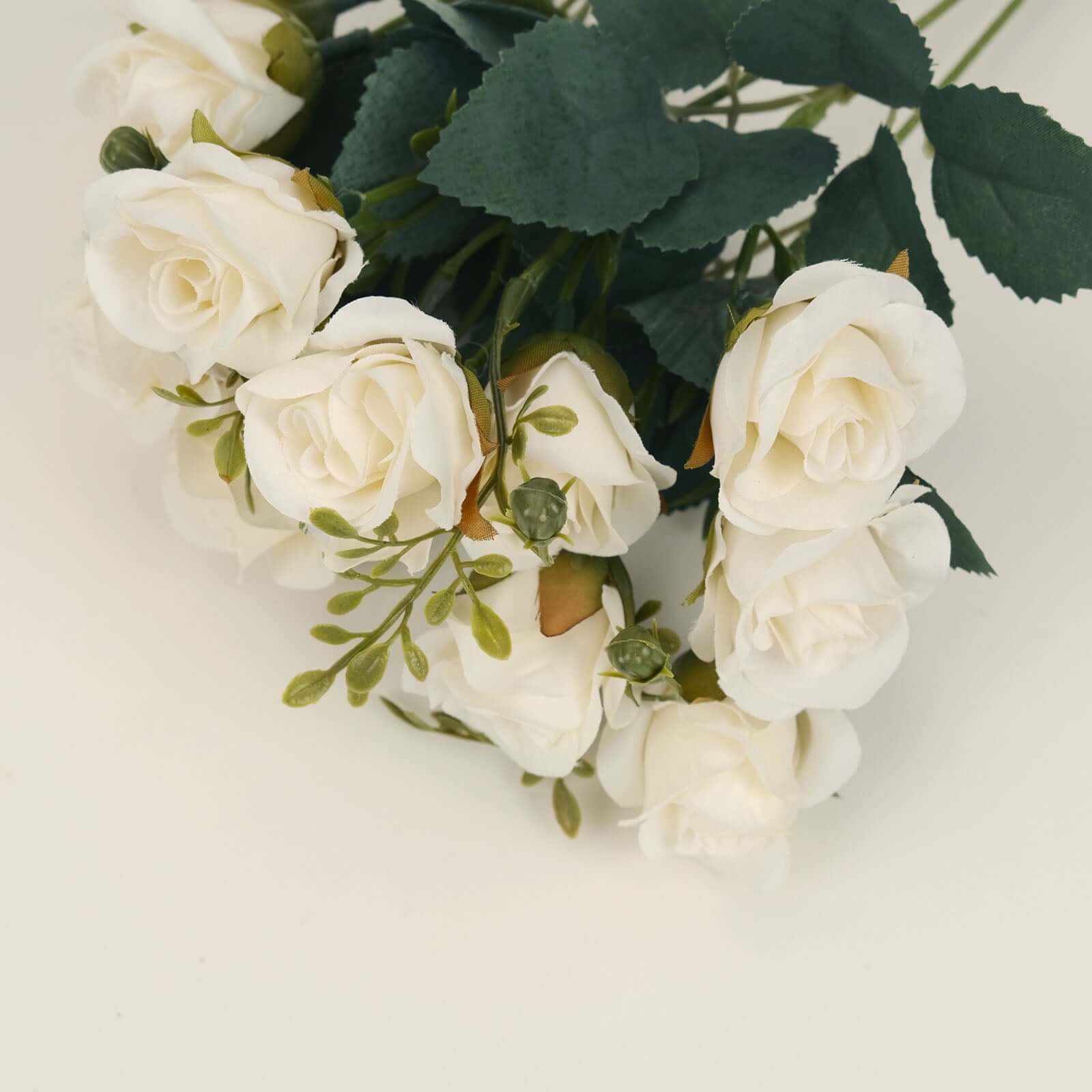 2 Pack of 12-Inch Ivory Artificial Open Rose Flower Arrangements, Small Faux Floral Bouquets