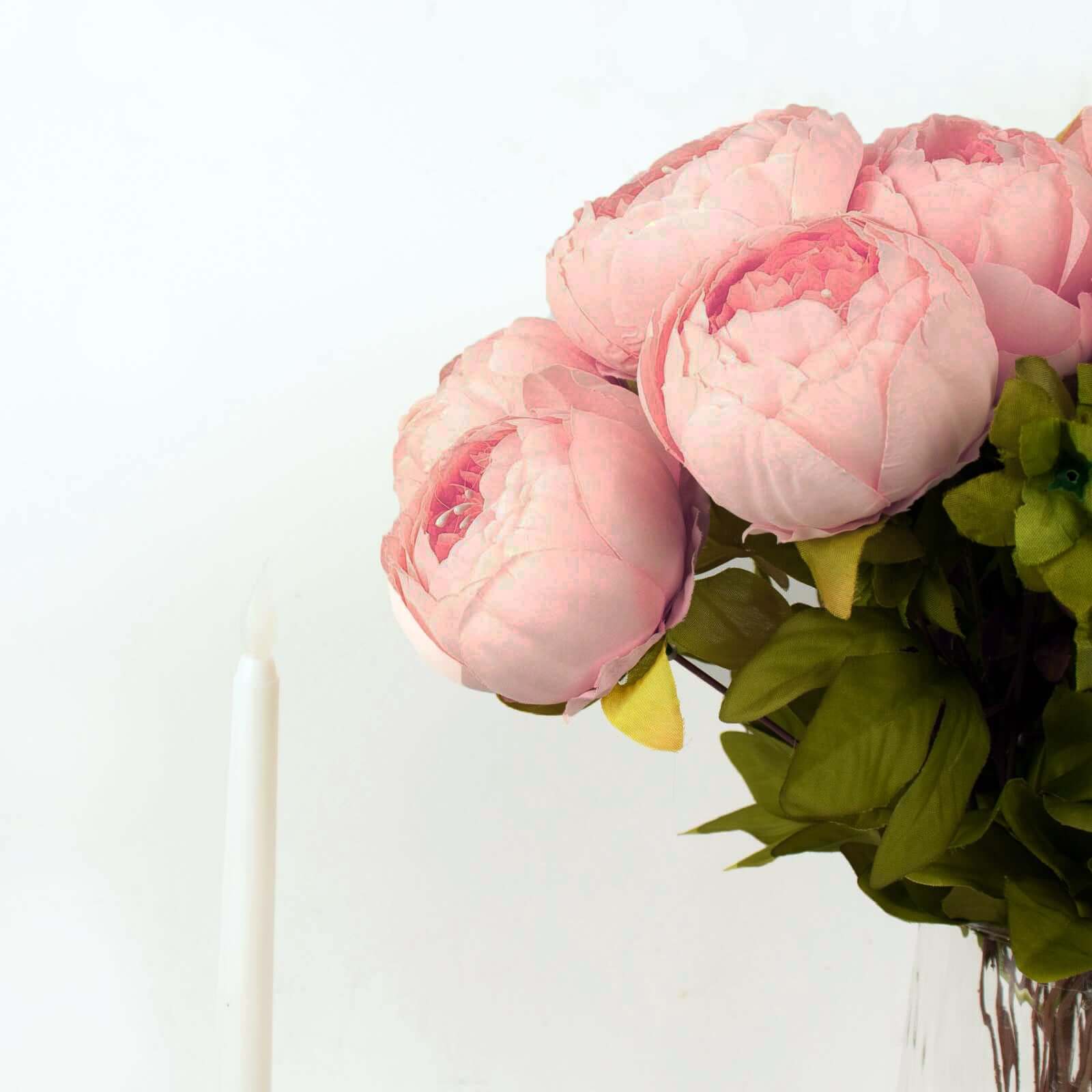 Hot Deal! 2-Pack 19" Pink Artificial Peony Flower Wedding Bouquets, Faux Silk Arrangements