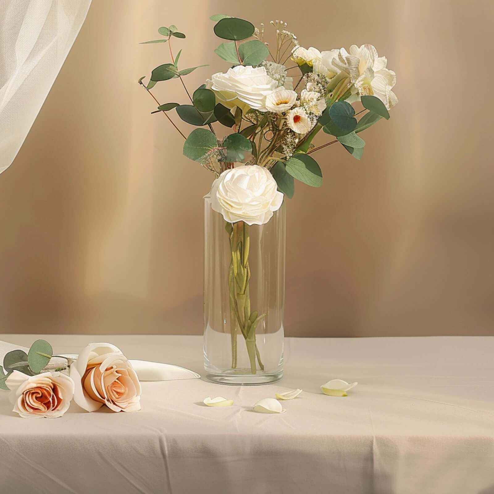 6-Pack Heavy Duty Clear Glass Cylinder Flower Vases - Ideal for Weddings