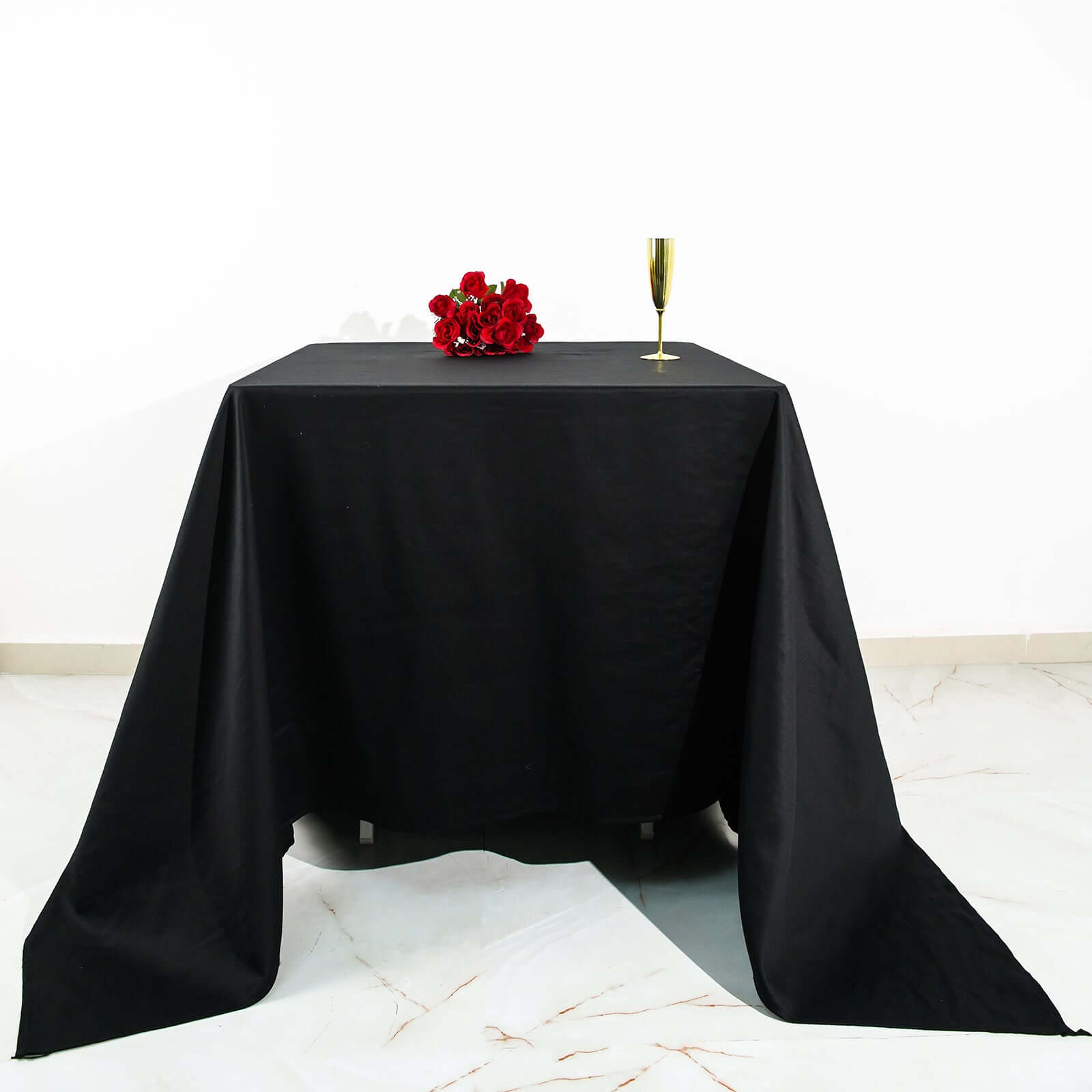 Black 90x90 Square Cotton Tablecloth - Soft, Breathable & Exquisite