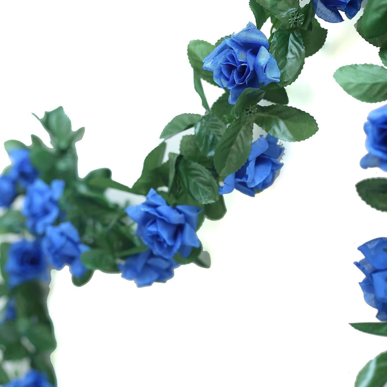 6ft UV-Protected Royal Blue Artificial Silk Rose Garland - Ideal for Decor