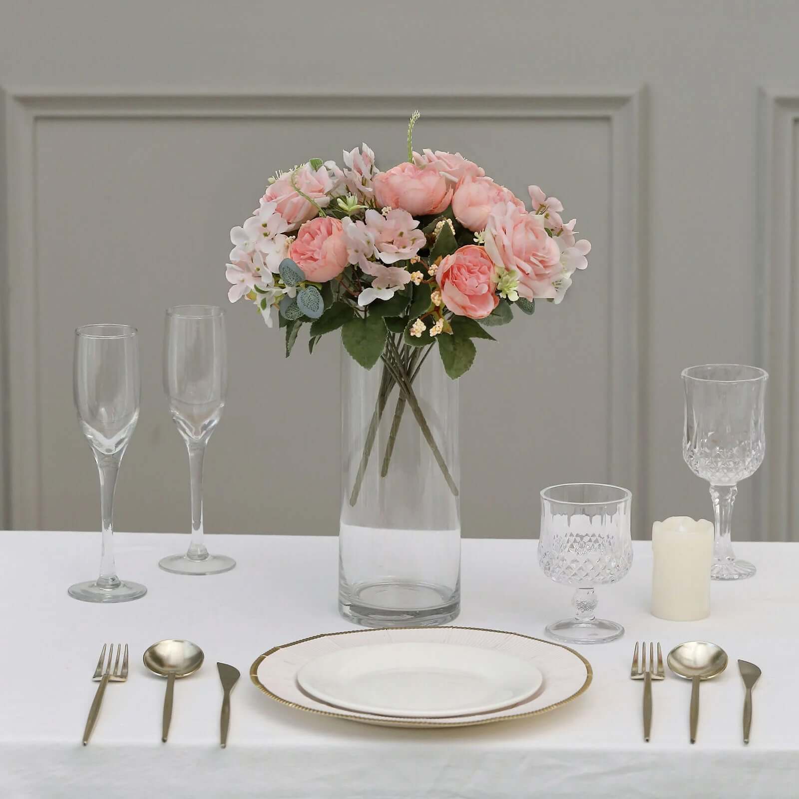 Hot Deal! 2 Pack Blush Silk Artificial Rose & Peony Floral Arrangements for Weddings and Home Decor