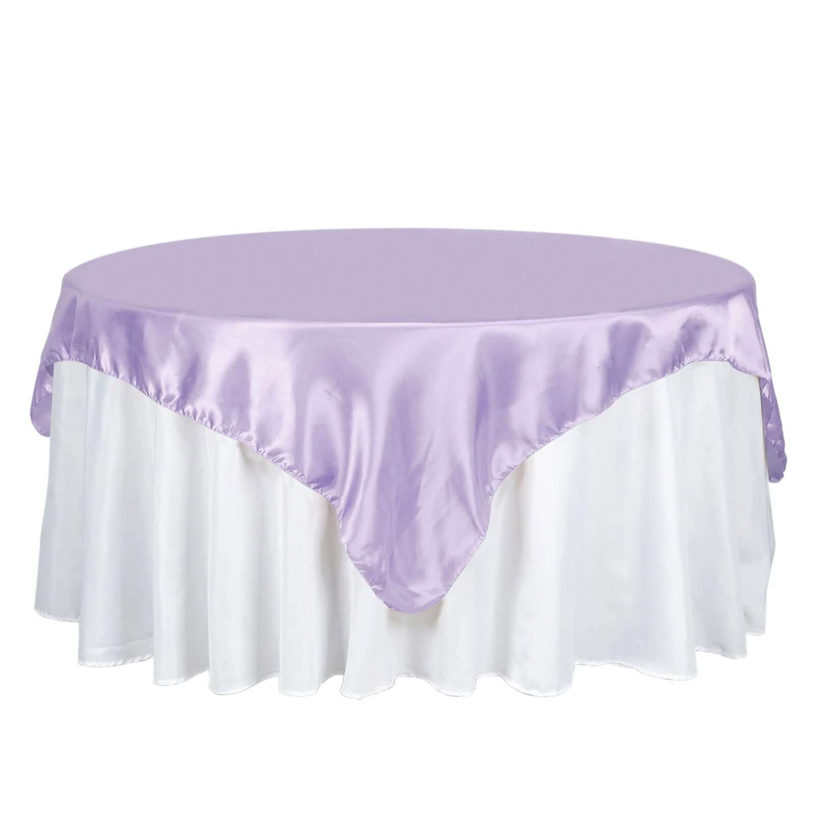 Special Offer! 72x72 Square Satin Table Overlay in Lavender Lilac for Events