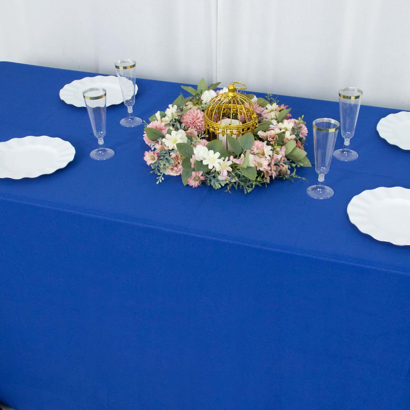Hot Sale! Seamless 220GSM Stain-Resistant Royal Blue Premium Polyester Rectangle Tablecloth 90x156