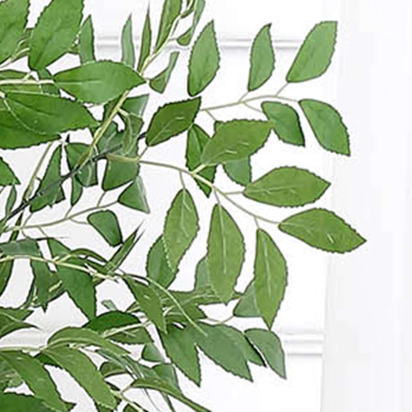 Two 42-Inch Tall Light Green Artificial Silk Beech Leaf Branches for Vase Filling