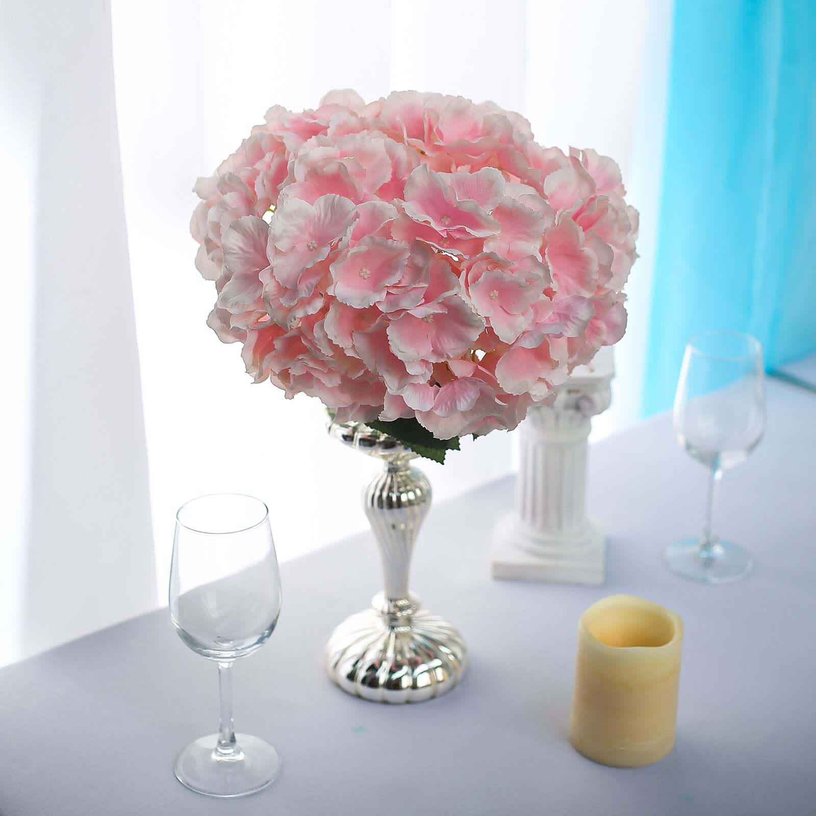 Hot! 5-Bush Blush Pink Artificial Silk Hydrangea Bouquets