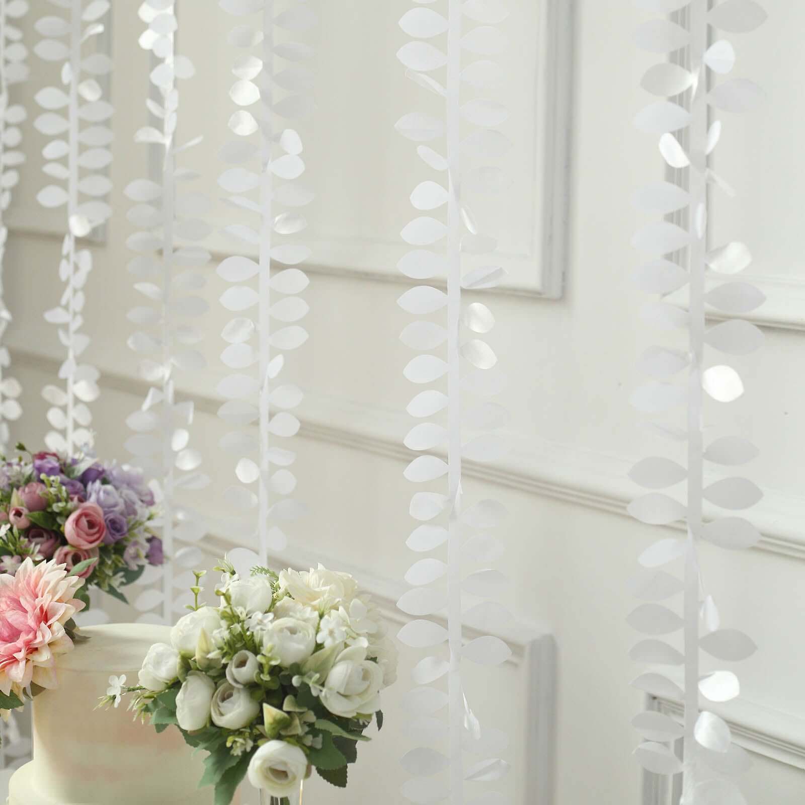 50ft White Taffeta Ribbon Sash with 4 - Leaf Petal Design for Elegant Events