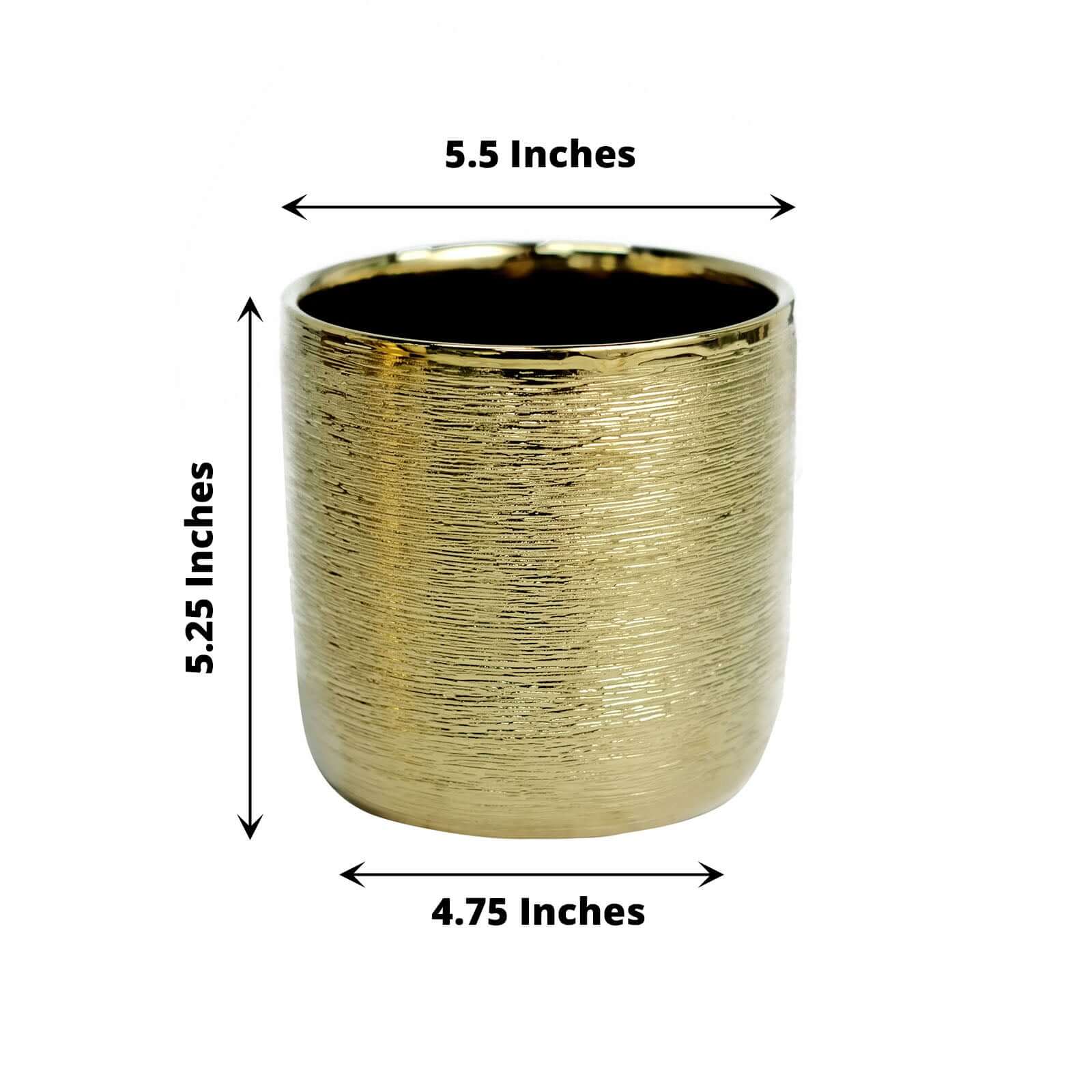 Hot Deal! 2-Pack Metallic Gold Ceramic Indoor Flower Plant Pots with Textured Round Design