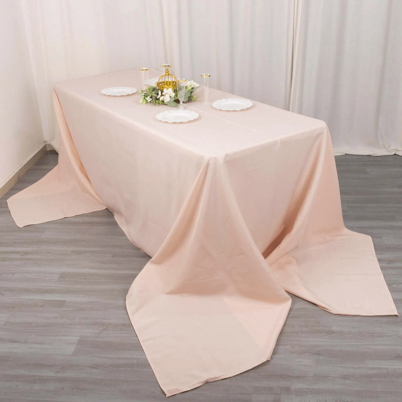 Hot Sale! Seamless 220GSM Stain-Resistant Premium Polyester Rectangle Tablecloth in Blush (90x156)