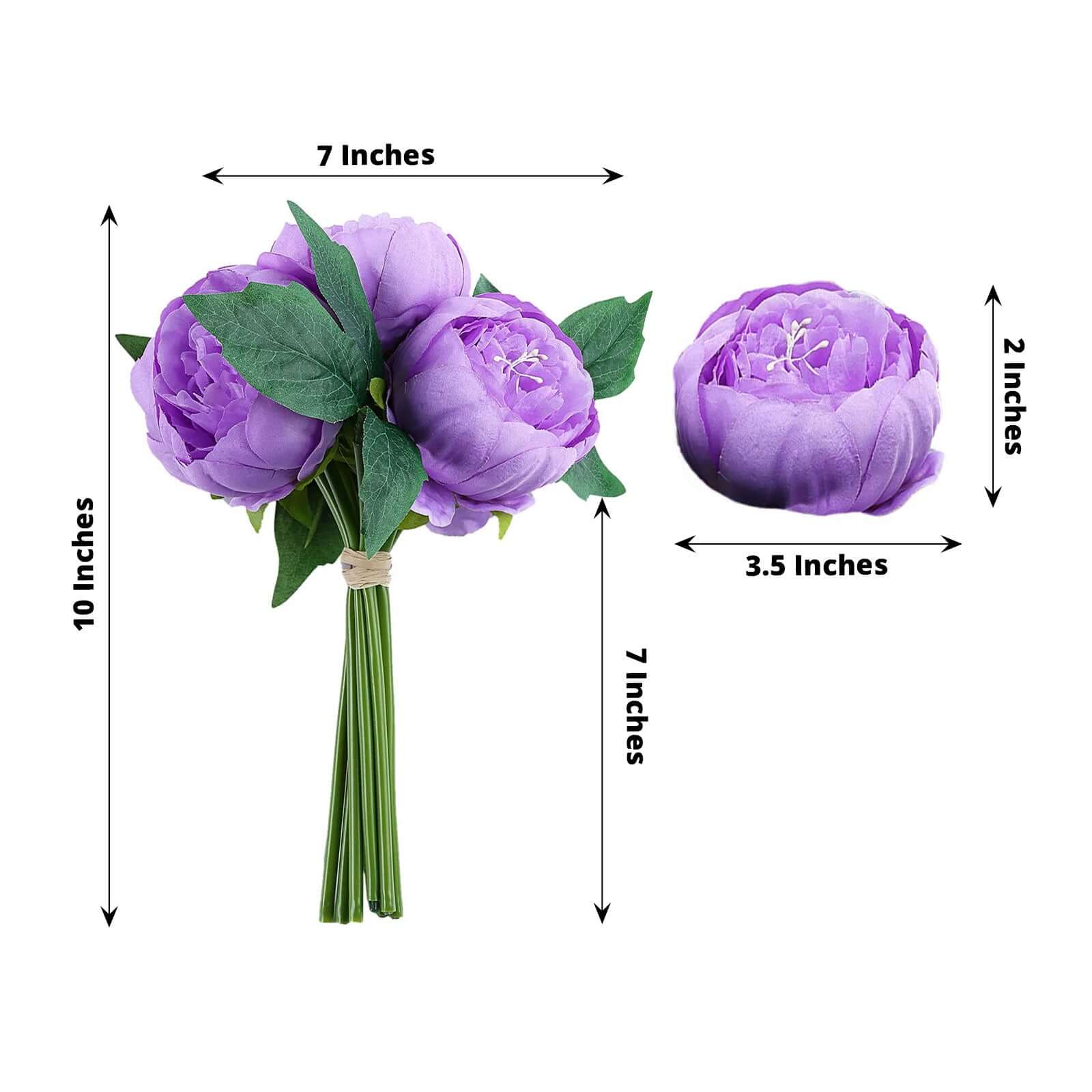 Lavender Lilac Artificial Silk Peony Spray with 5 Flower Heads