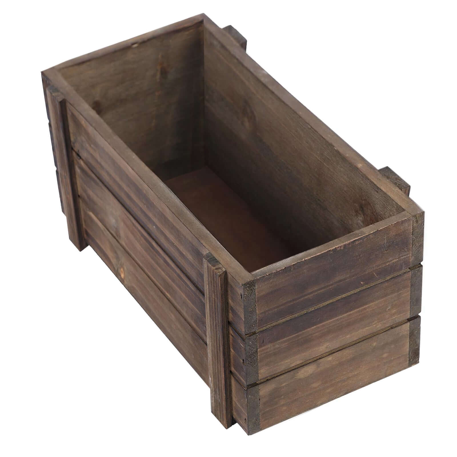 Hot Deal! 2-Pack Smoked Brown Rustic Wood Planter Boxes - Ideal Natural Decor for Weddings, 10x5