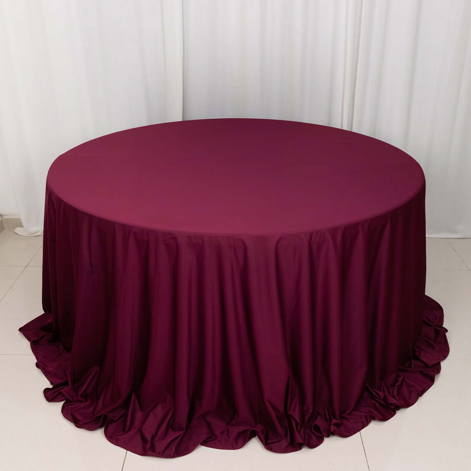 Premium Wrinkle-Free & Stain-Resistant Burgundy 132' Scuba Round Tablecloth for Events
