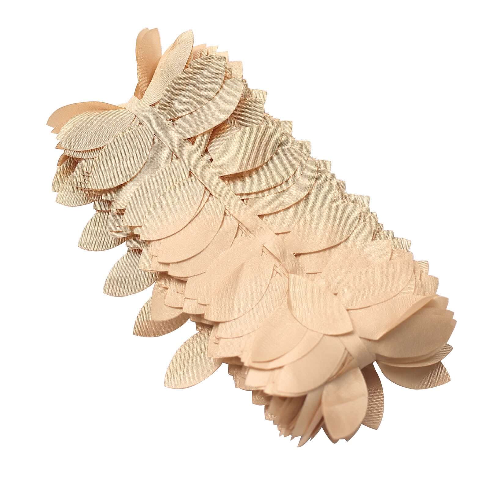 Champagne Taffeta Ribbon Sash with 4 - Leaf Petal Design, 50ft - Ideal for Decorations