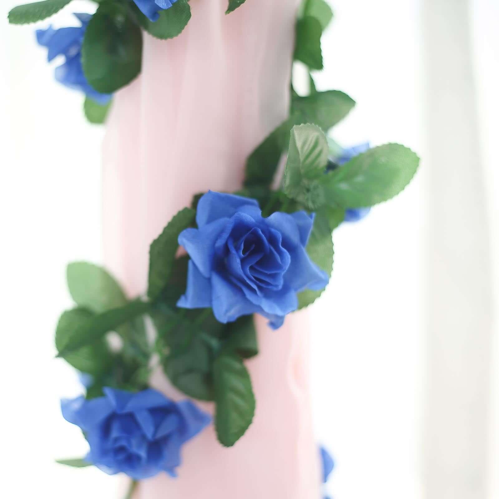 6ft UV-Protected Royal Blue Artificial Silk Rose Garland - Ideal for Decor