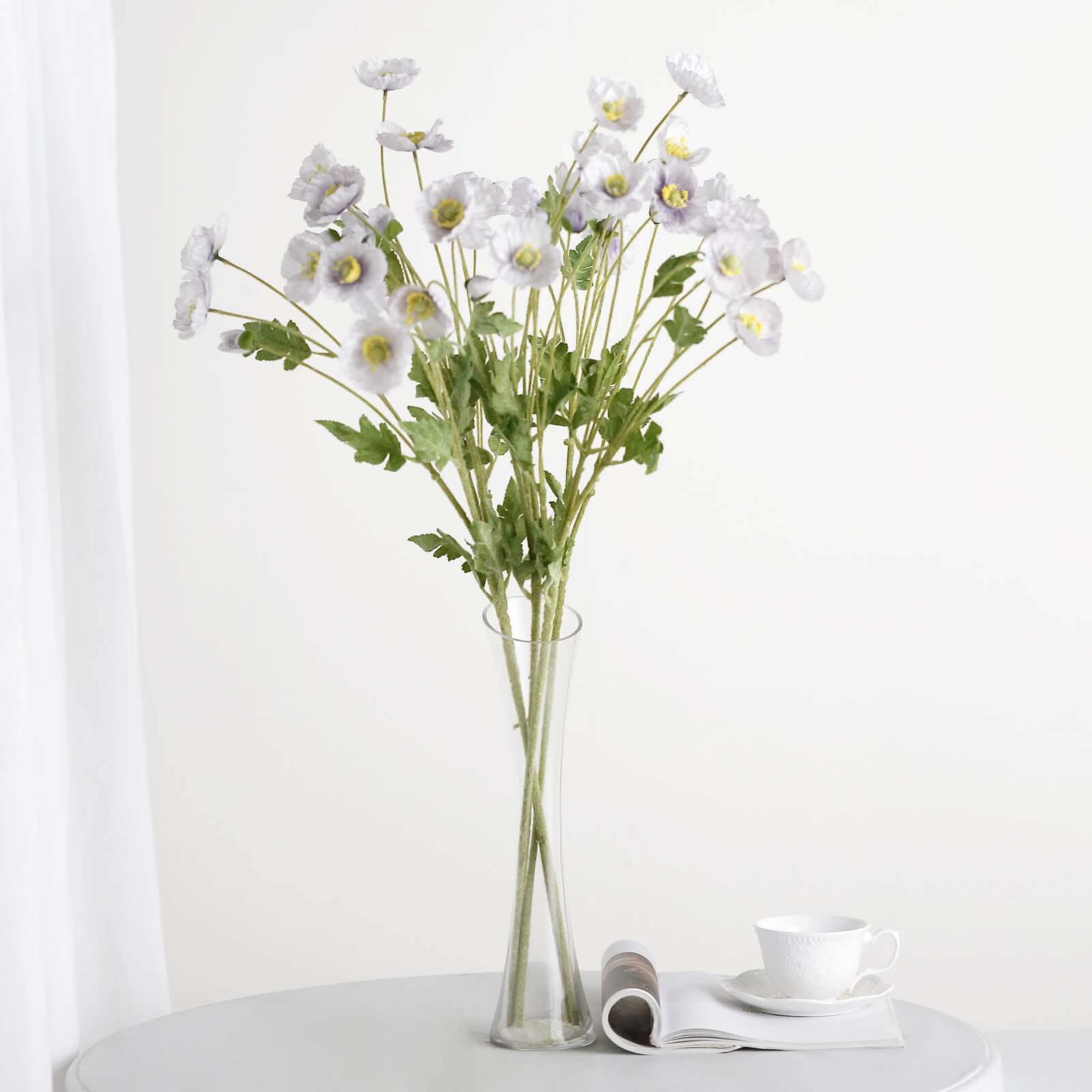 Get 2 Stems of Stunning Lavender Lilac Artificial Poppy Silk Flowers for Centerpiece Decor