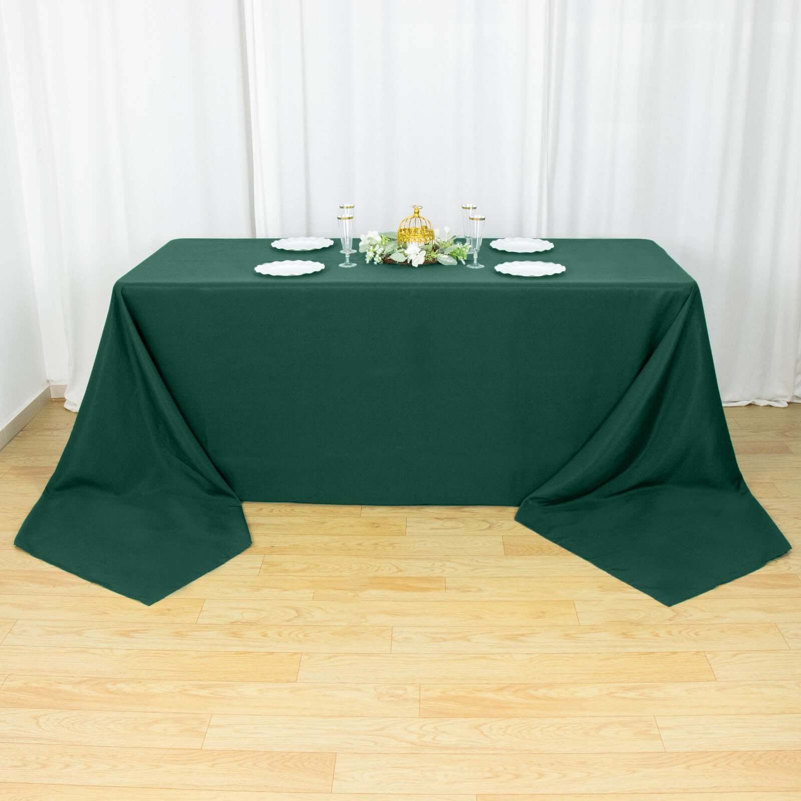 Exclusive Premium Polyester Rectangle Tablecloth - 90x156 Hunter Emerald Green, Seamless 220GSM Stain-Resistant