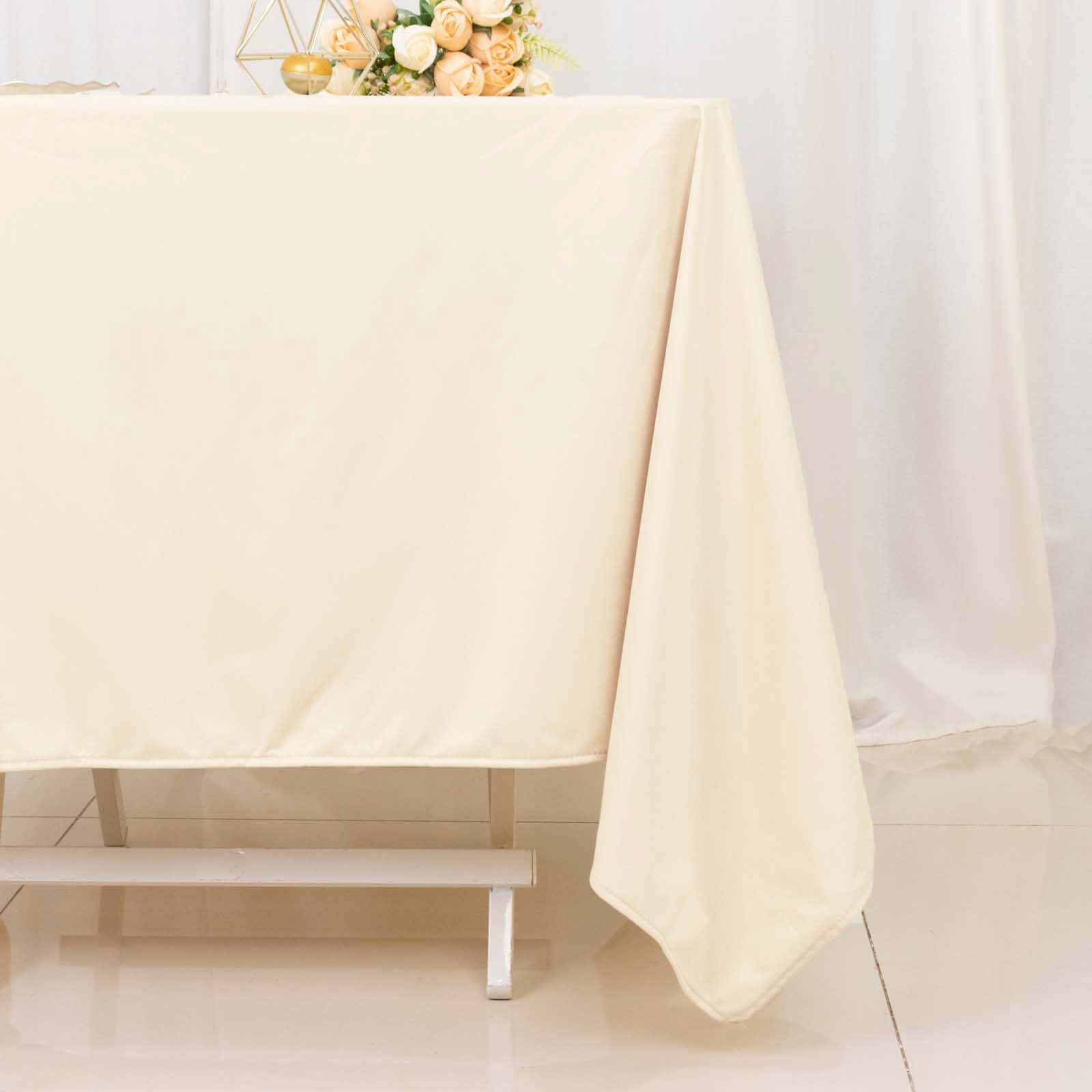 Premium Beige 70x70 Scuba Table Overlay - Wrinkle & Stain Free, Ideal for Events